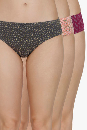Buy Amante Medium Rise Full Coverage Bikini Panty (Pack of 3) - Assorted